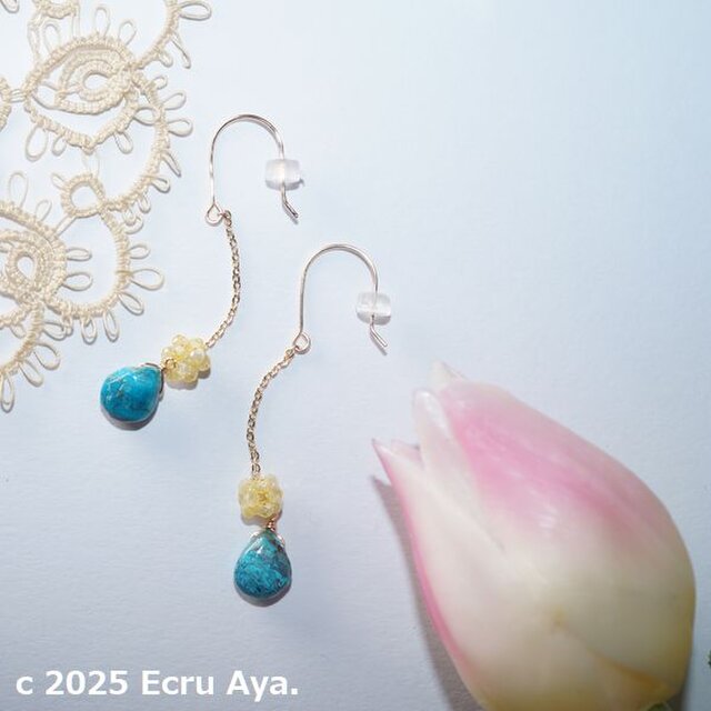 *春の兆し*シャッタカイトとジルコンの春色ピアス