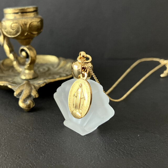 ルルドの泉 ガラス メダイ ネックレス ペンダント フランス