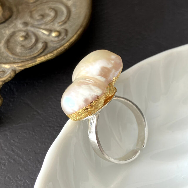 [金彩パールLe Lien] ring twins pearl - K22gold
