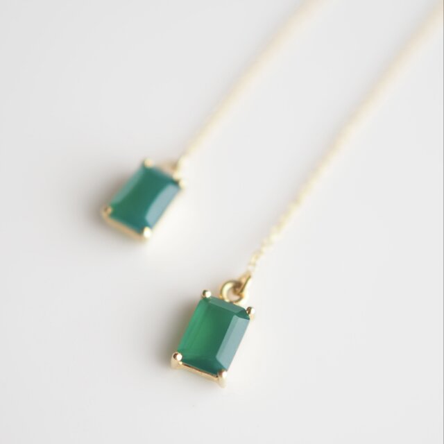 宝石質グリーンオニキスAAA＊14kgfアメリカンピアス 小ぶり | iichi