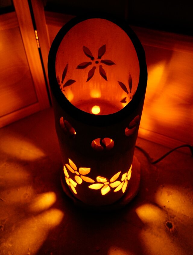 ◇全面彫◇竹灯り・竹あかり・竹灯籠 ～～ 癒しの灯り ☆光嵐