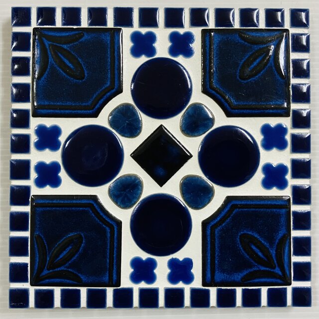 タイルの鍋敷(正方形) オールネイビー