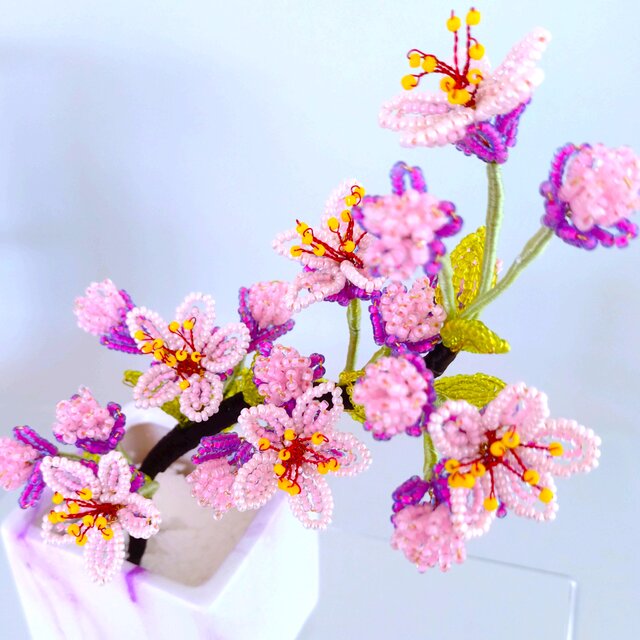 ビーズフラワーキット 桜 ※花器は含みません「大きな文字と写真で