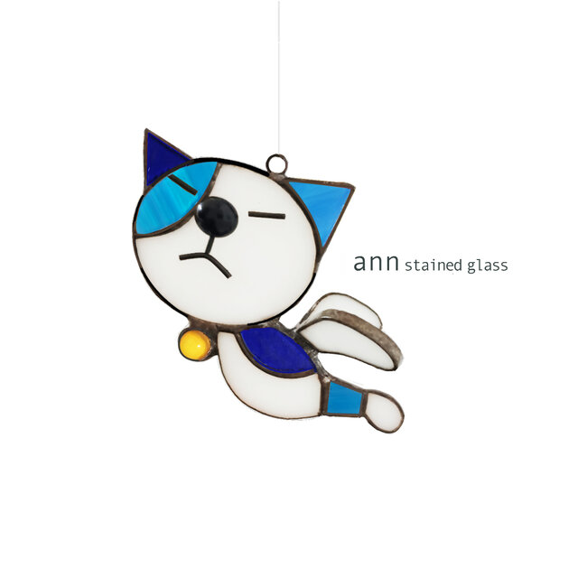 てんとう虫を見つめる猫 大型 丸型 ヴィンテージ ステンドグラスキャット Vintage】てんとう虫と猫① | Re-SHOP