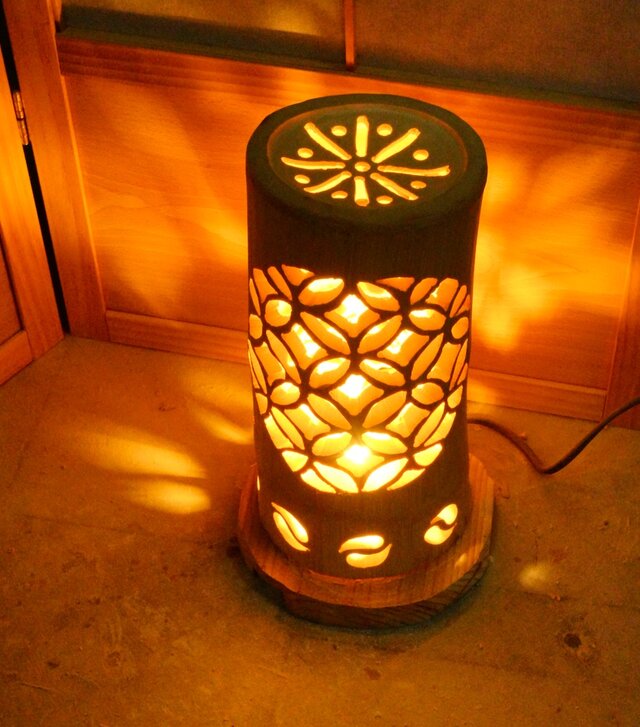 ◇全面彫◇竹灯り・竹あかり・竹灯籠 ～～ 癒しの灯り ☆花火格子