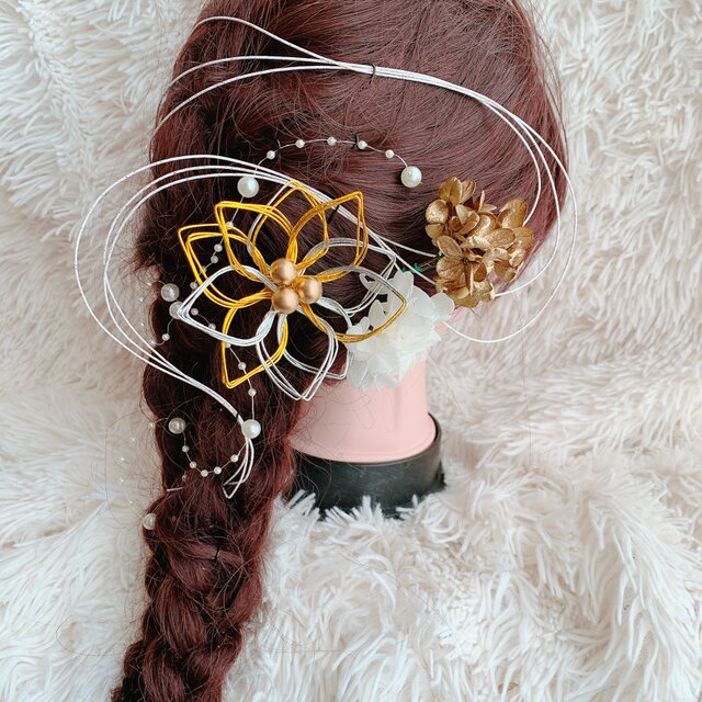 お花☆水引髪飾り☆リボン☆パールガーランド☆袴ヘア☆成人式髪飾り