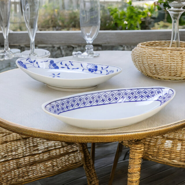 軽量食器 藍染楕円プレート 2柄セット【美濃焼】