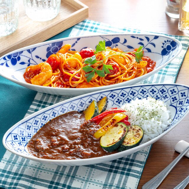 軽量食器 藍染楕円プレート 2柄セット【美濃焼】 | iichi 日々の暮らし