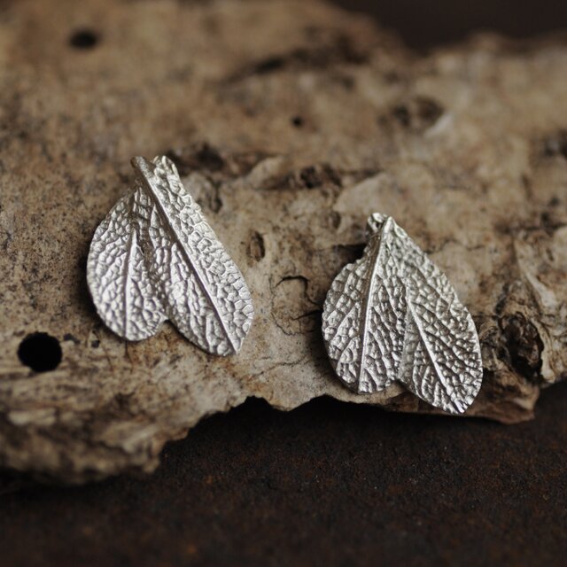 セージの葉のピアス（ダブル）