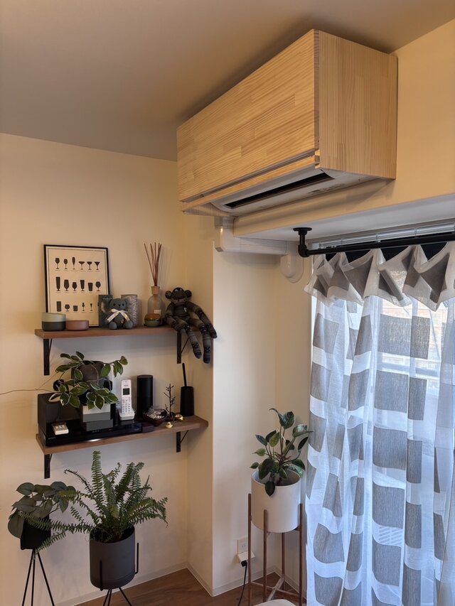 【オーダー対応可能】木目を活かしたインテリアになじむエアコンカバー