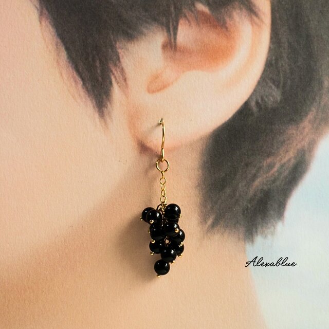 専用4点おまとめ−【天然石 ブラックオニキス×ブラックスピネル】ピアス アクセサリー