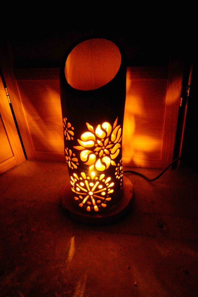 ◆全面彫◆竹灯り・竹あかり・竹灯籠　 ～～ 癒しの灯り ★煌花火★～～