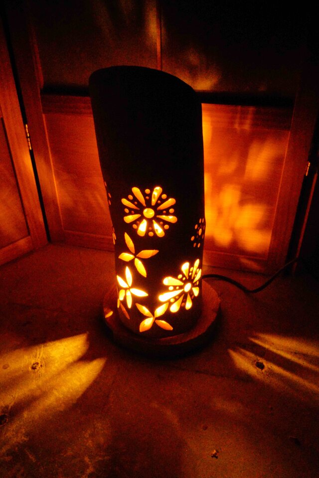 ◇全面彫◇竹灯り・竹あかり・竹灯籠 ～～ 癒しの灯り ☆煌花火