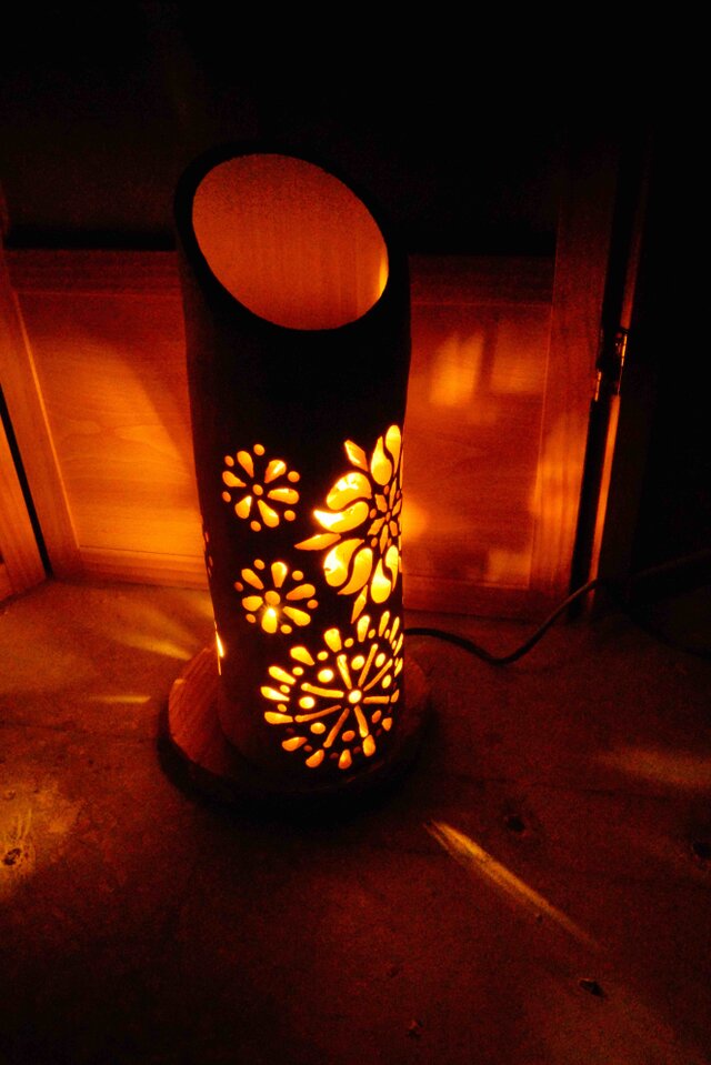 ◇全面彫◇竹灯り・竹あかり・竹灯籠 ～～ 癒しの灯り ☆煌花火