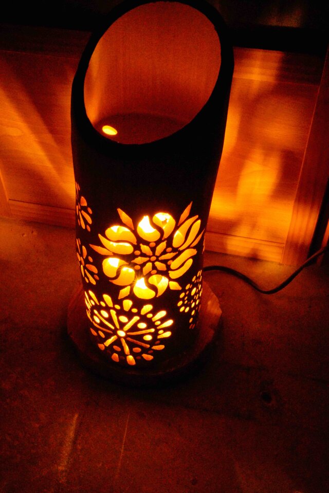 ◇全面彫◇竹灯り・竹あかり・竹灯籠 ～～ 癒しの灯り ☆煌花火☆～～