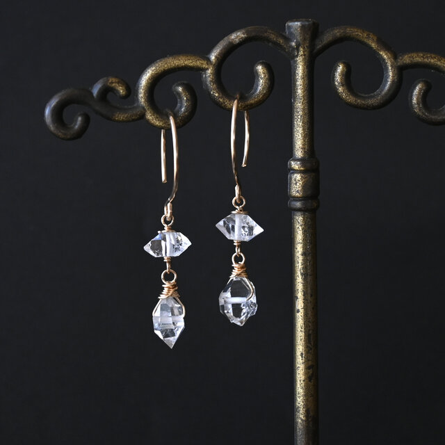 ハーキマーダイヤモンドのプチピアス・イヤリング変更可