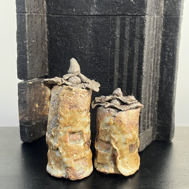 雛　No.64 灰志野釉　市松紋　mini