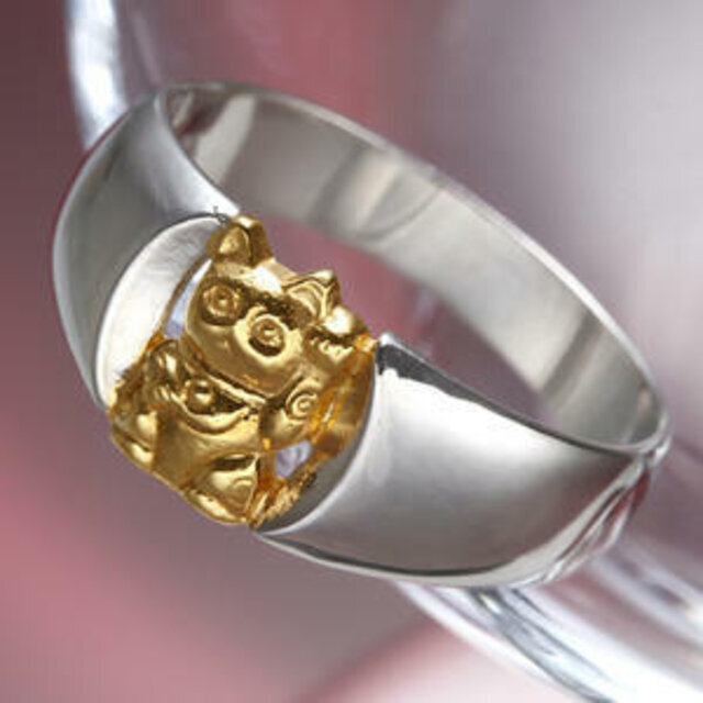 【18金＆プラチナ製・招き猫のリング】　◎日本製