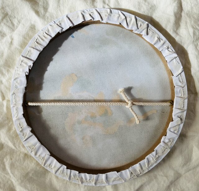 直径30㎝「朝の空 20252」油彩・絵画・原画・丸形・アートパネル