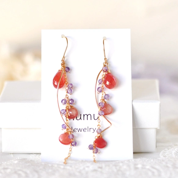 Romance Rose ピアス 〜インカローズ×アンデシンの輝き〜