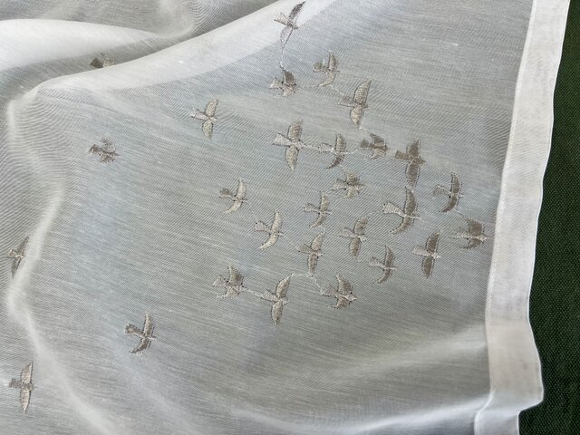 レースカフェカーテン 白鳥モチーフ刺繍入りビンテージ レースカフェカーテン 白鳥モチーフ刺繍入りビンテージ 楽天市場