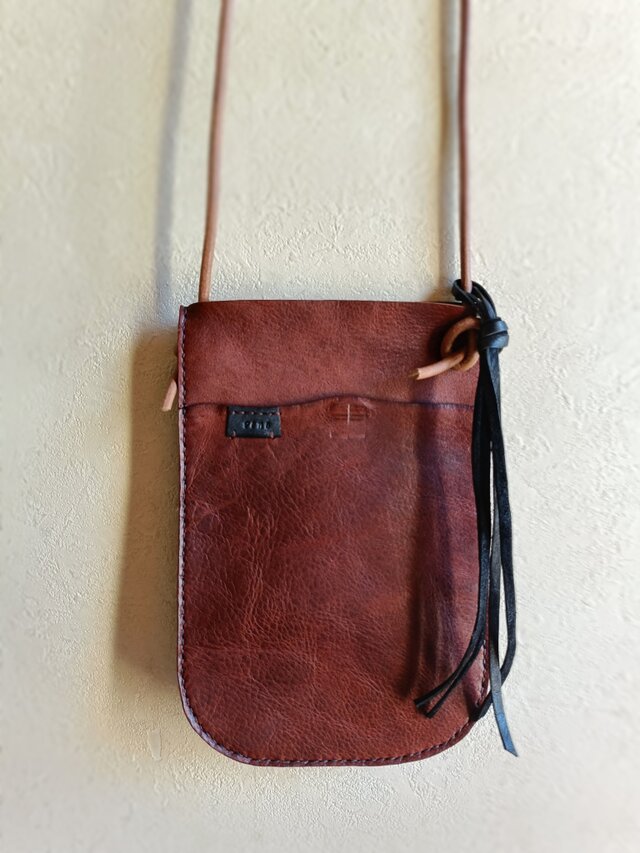 ポシェット　濃いブラウン　オイルシュリンクレザー