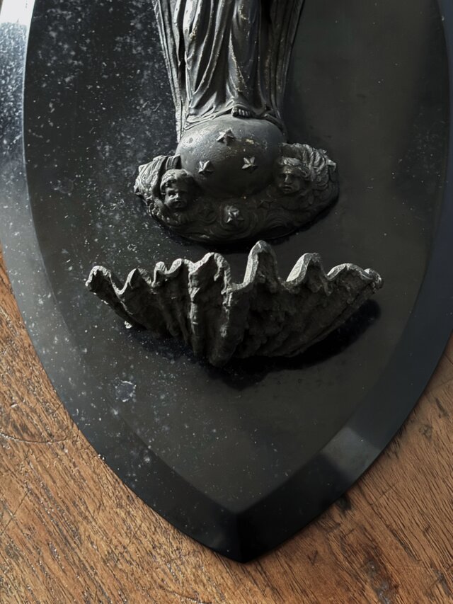 天使 聖水盤 ベニティエ シルバープレート ブロンズ フランス