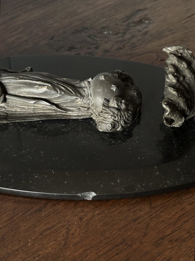 天使 聖水盤 ベニティエ シルバープレート ブロンズ フランス