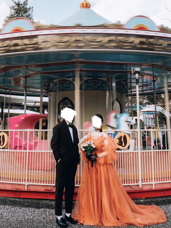 実例写真！テラコッタ色 カラードレス キャミソール+トップス ソフト