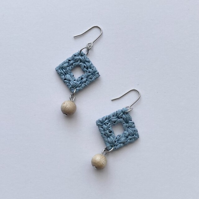 ヘンプ素材のスクエアピアス/イヤリング