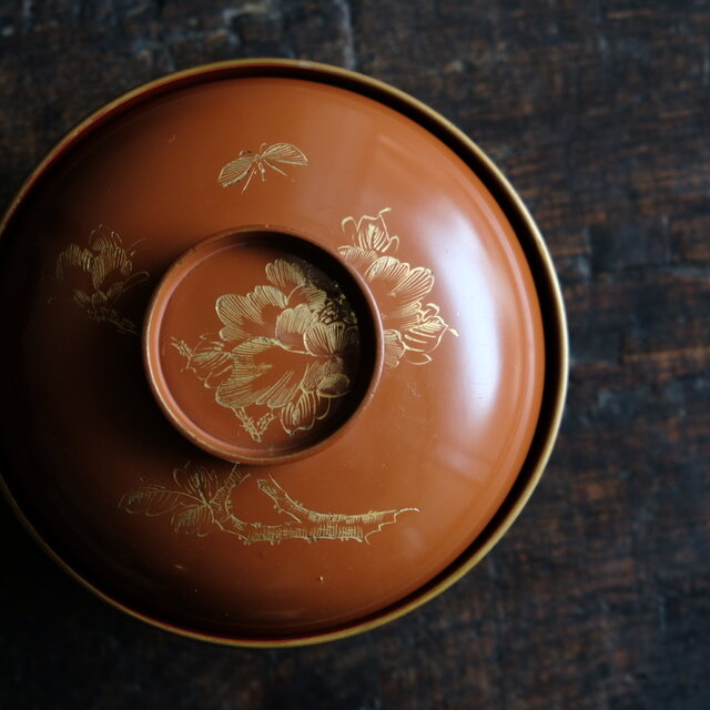 輪島塗 骨董 明治 漆器 椀 6客 金彩 花 牡丹 菊 沈金 木製 蓋付 天然木 漆器 輪島塗 沈金 金蒔絵 螺鈿 木製 蓋付椀 お煮物椀 吸物椀 5客