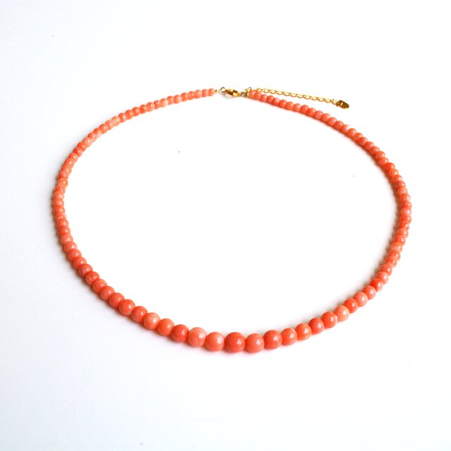 ガーネ珊瑚（深海珊瑚）のシンプルネックレス＊41ｃｍ＊3～6ｍｍ◆送料無料♪