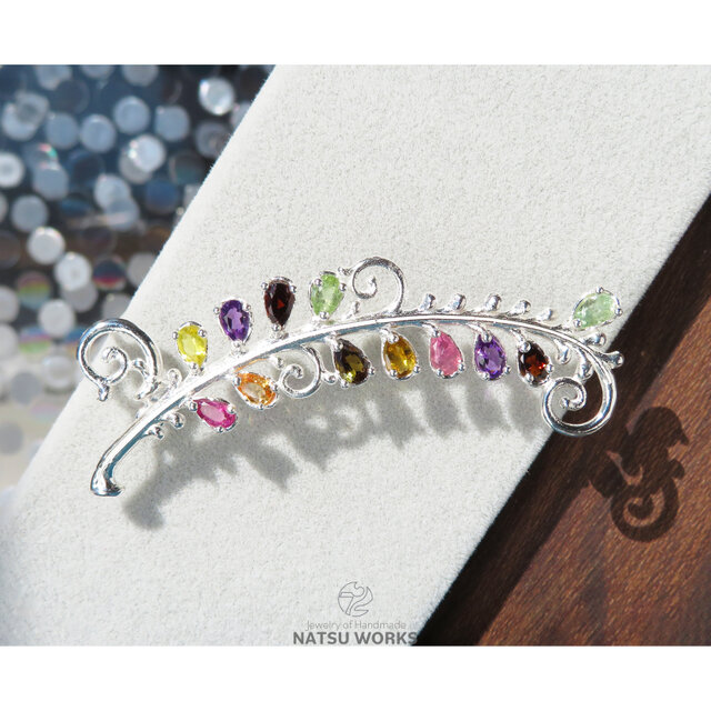 トルマリン & アメジスト ブローチ  / Tourmaline and Amethyst Brooch