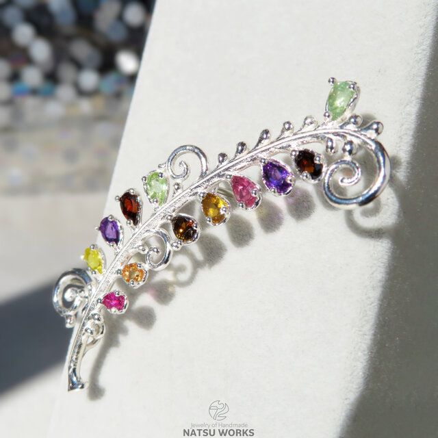 トルマリン & アメジスト ブローチ / Tourmaline and Amethyst Brooch