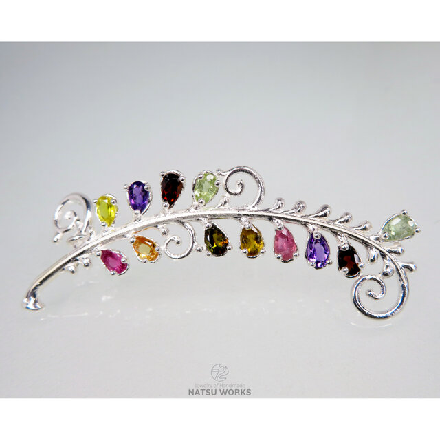 トルマリン & アメジスト ブローチ / Tourmaline and Amethyst Brooch