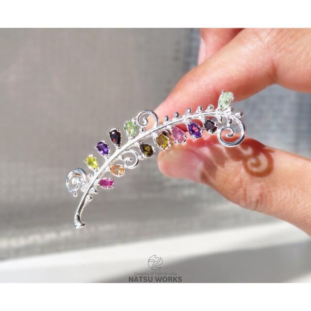 トルマリン & アメジスト ブローチ / Tourmaline and Amethyst Brooch