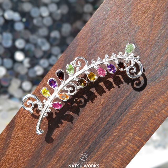 トルマリン & アメジスト ブローチ / Tourmaline and Amethyst Brooch