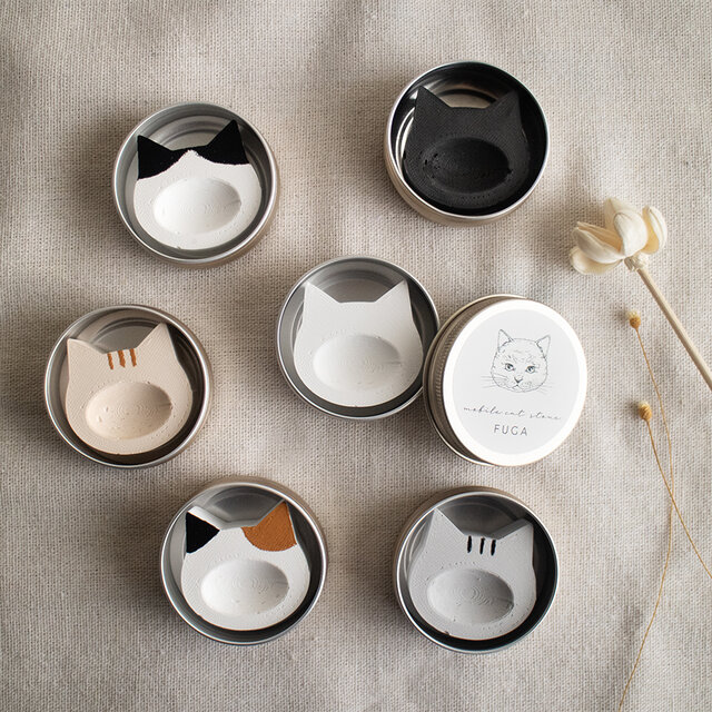 《持ち運べる》猫缶アロマストーン｜外出先でも香りを楽しむ猫モチーフ缶