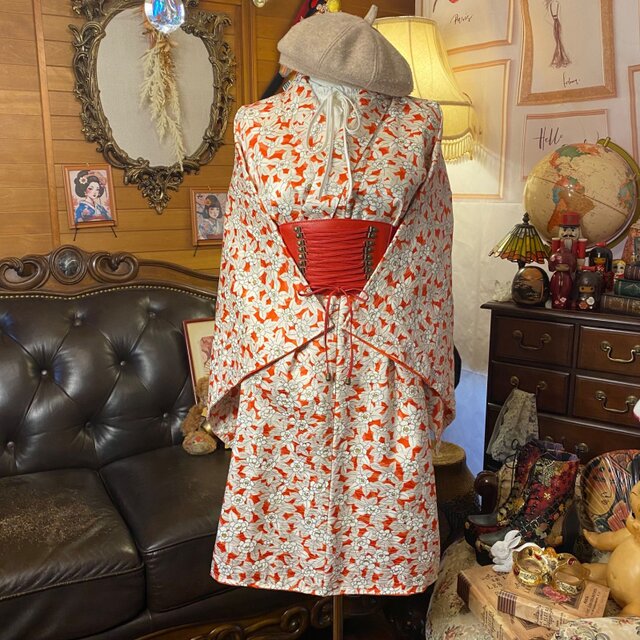 着物リメイクセットアップ ツーピース 2部式 和洋折衷 鮮やかな