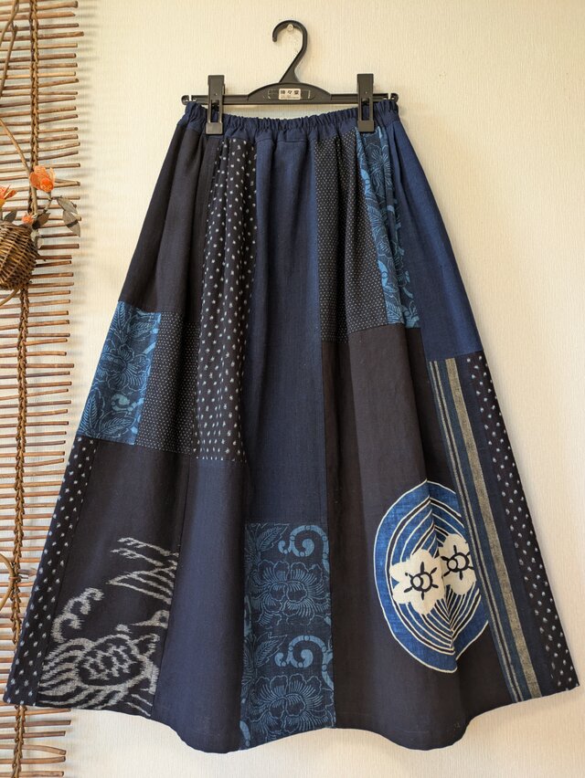 古布リメイク 雪ん子絣 ジャケット コート 藍染 絣 ハンドメイド 希少