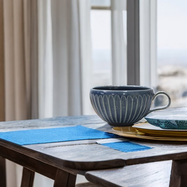 粉引 削ぎスープカップ　藍【美濃焼】