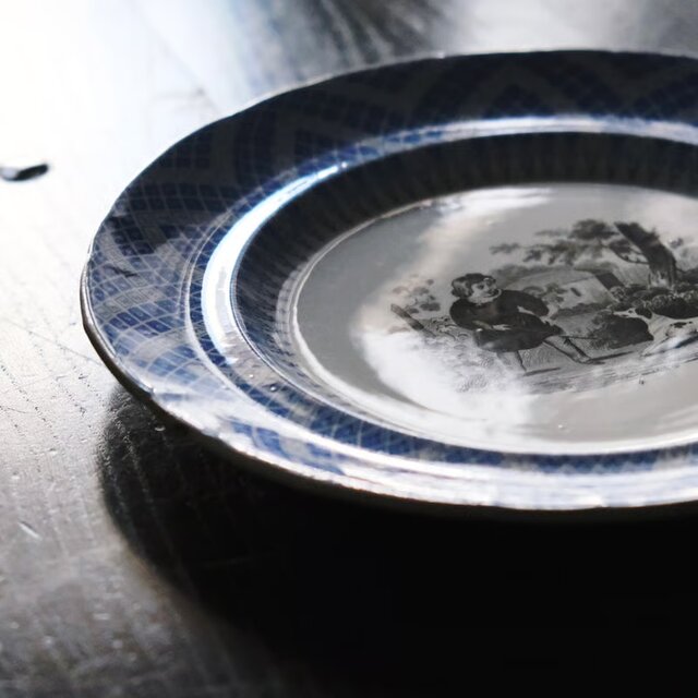 Creil&Montereau グリザイユ 平皿 φ20.8cm クレイユモントロー