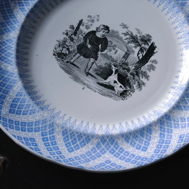 Creil&Montereau グリザイユ 平皿 φ20.8cm クレイユモントロー