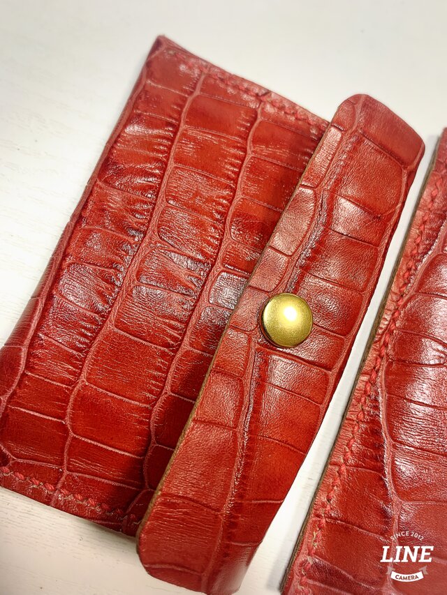 (受注作成)iQOSケース　クロコ型　赤