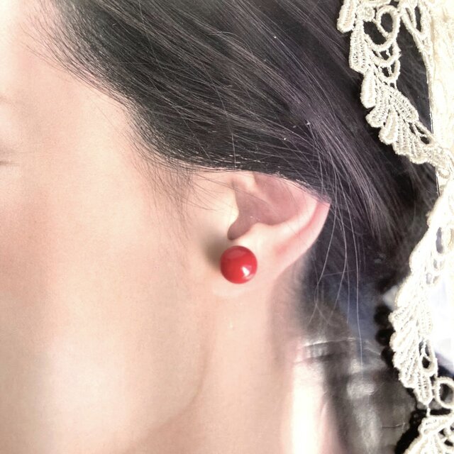 【最終値下げ】su Ha 赤サンゴ　ピアス 最終値下げ】su Ha 赤サンゴ ピアス
