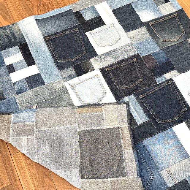 リメイクデニム　マルチカバー  マット 110️155　ハンドメイド　ざっくり デニム マルチカバー リメイク 180×130 - メルカリ