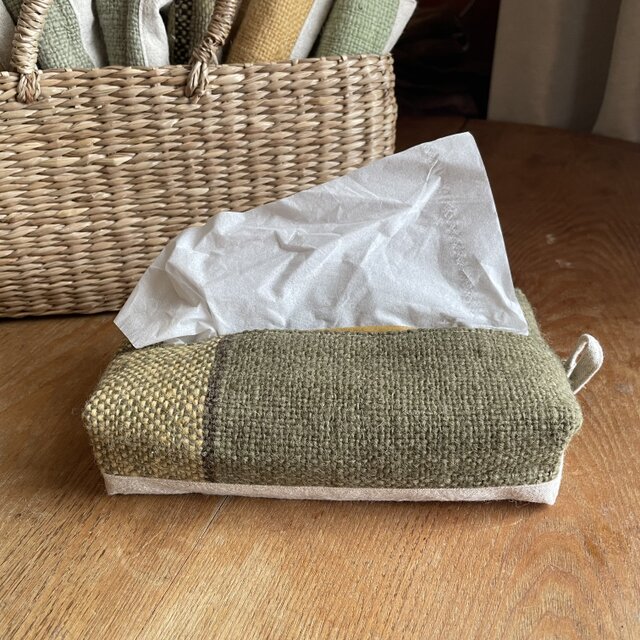 手紡ぎ糸のティッシュケース#002