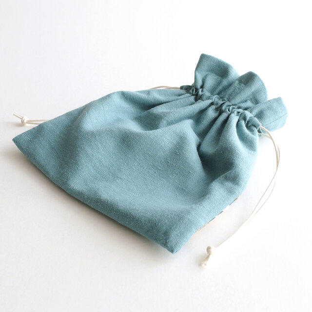 インド刺繍リボンの巾着ポーチ 青緑 | iichi 日々の暮らしを心地よく