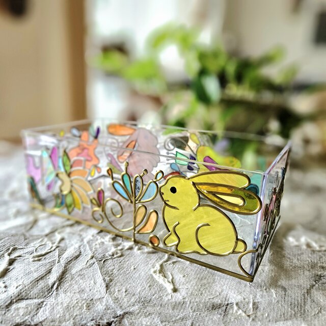 『春の心音』：グラスアートティッシュケース☆