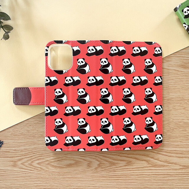 受注製作品】パンダのiPhoneケース オレンジ《Android対応》手帳